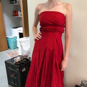 VINTAGE Women's Red Silk Evening Gown